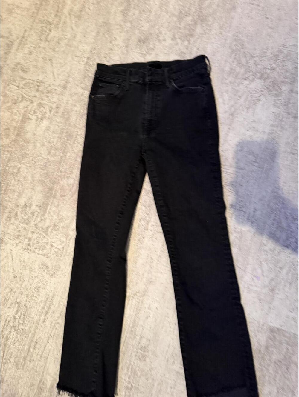 MOTHER denim insider crop step fray stretch in faded black not guilty sz 27
